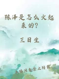 陈泽是怎么火起来的?